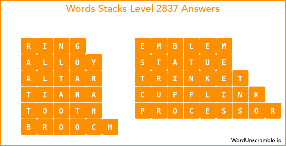 Word Stacks Level 2837 Answers