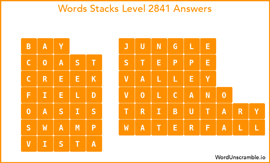 Word Stacks Level 2841 Answers