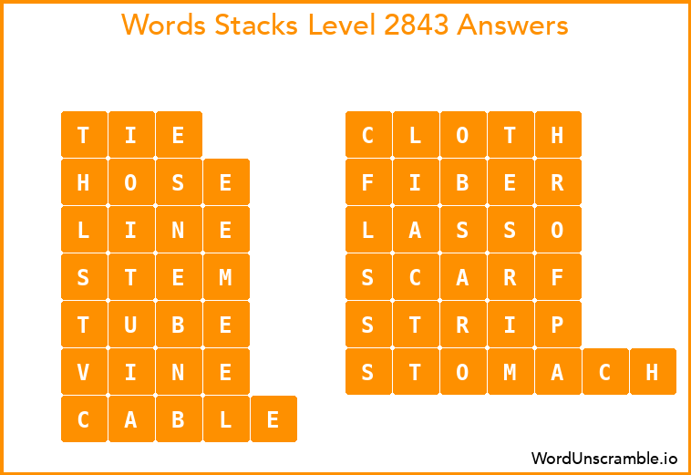Word Stacks Level 2843 Answers