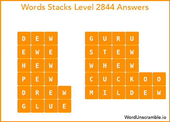 Word Stacks Level 2844 Answers