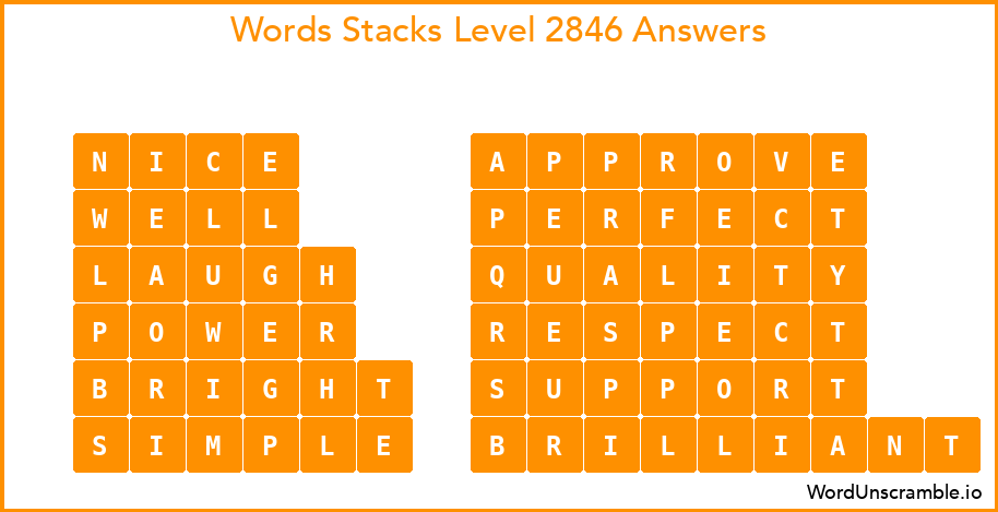 Word Stacks Level 2846 Answers