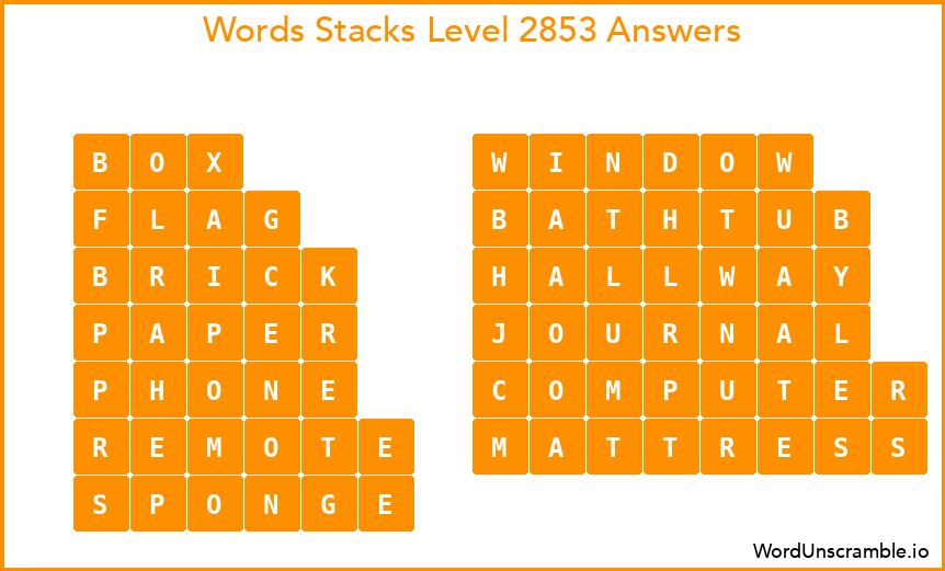 Word Stacks Level 2853 Answers