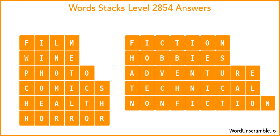 Word Stacks Level 2854 Answers