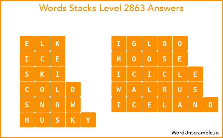 Word Stacks Level 2863 Answers