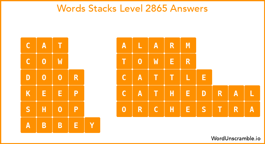 Word Stacks Level 2865 Answers