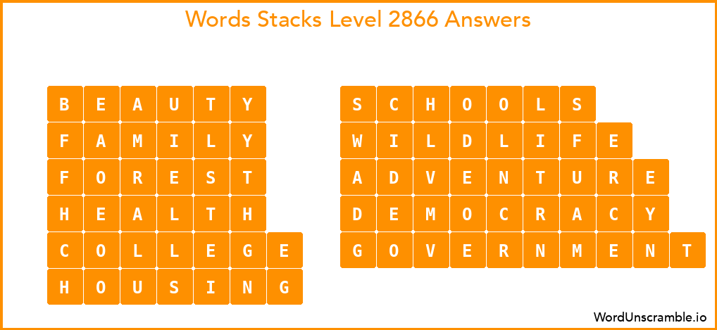 Word Stacks Level 2866 Answers