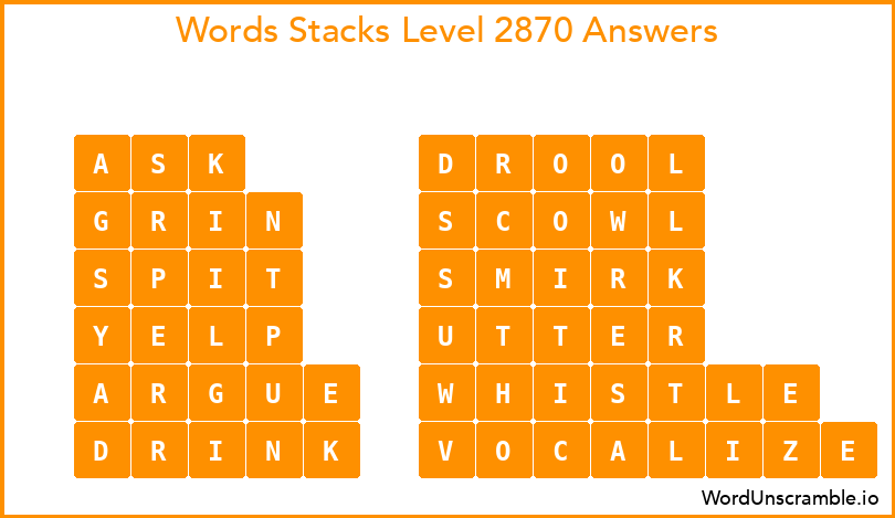Word Stacks Level 2870 Answers