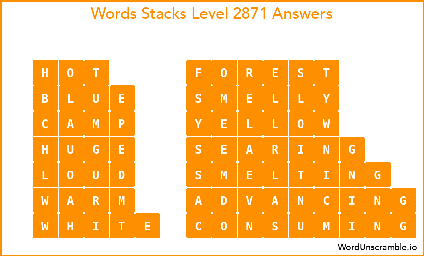 Word Stacks Level 2871 Answers