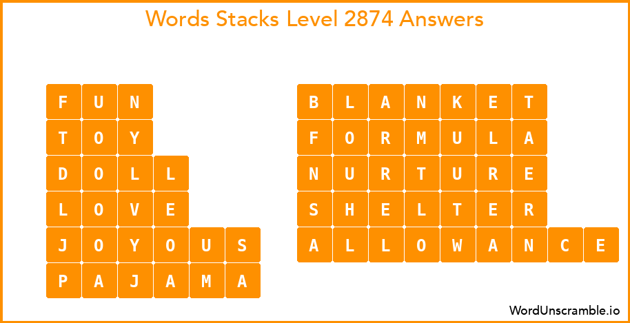 Word Stacks Level 2874 Answers