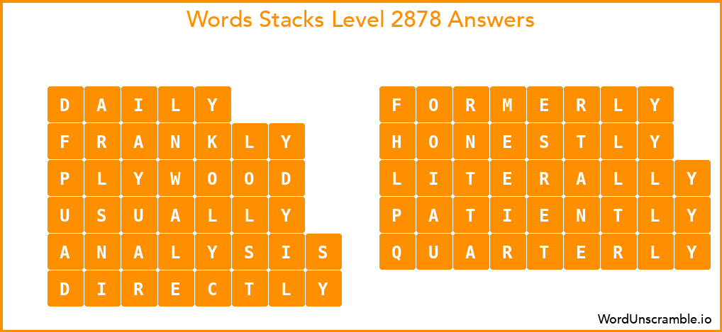 Word Stacks Level 2878 Answers