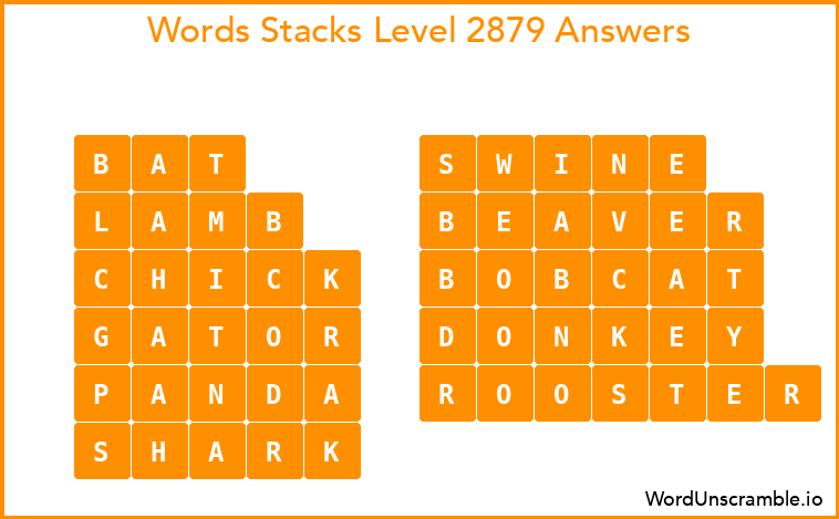 Word Stacks Level 2879 Answers