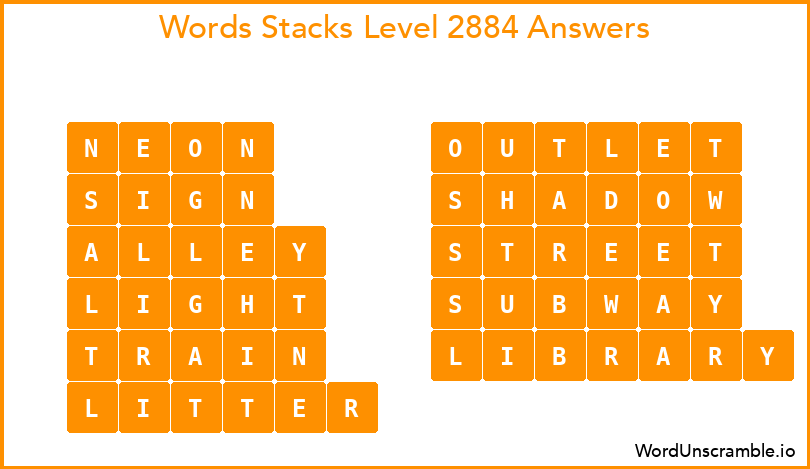 Word Stacks Level 2884 Answers