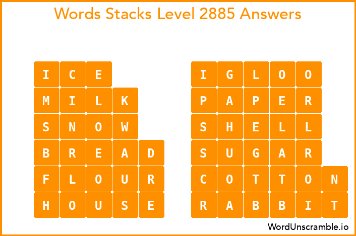 Word Stacks Level 2885 Answers