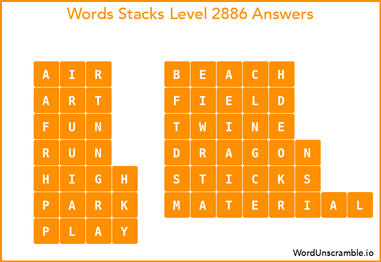 Word Stacks Level 2886 Answers
