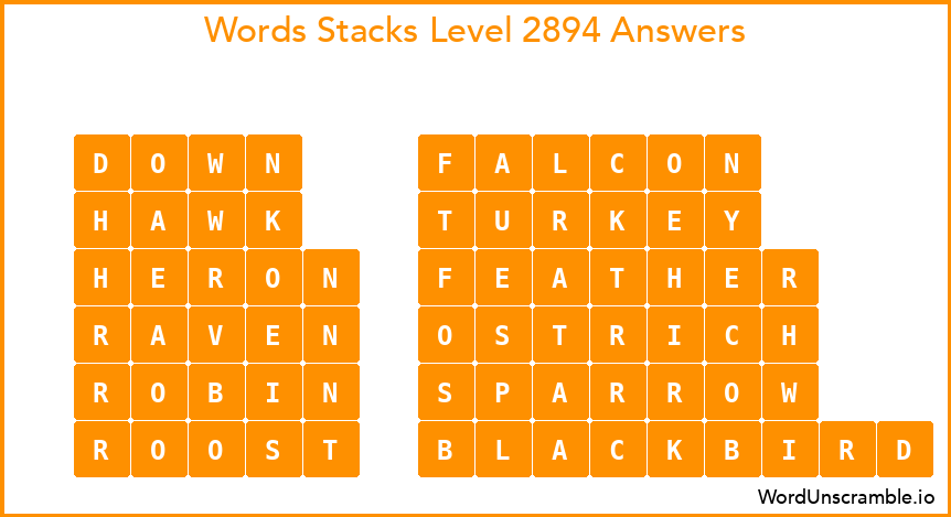 Word Stacks Level 2894 Answers