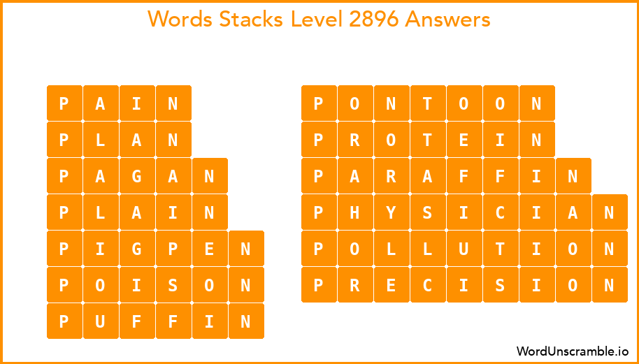 Word Stacks Level 2896 Answers
