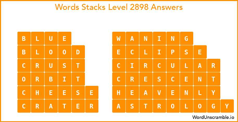 Word Stacks Level 2898 Answers