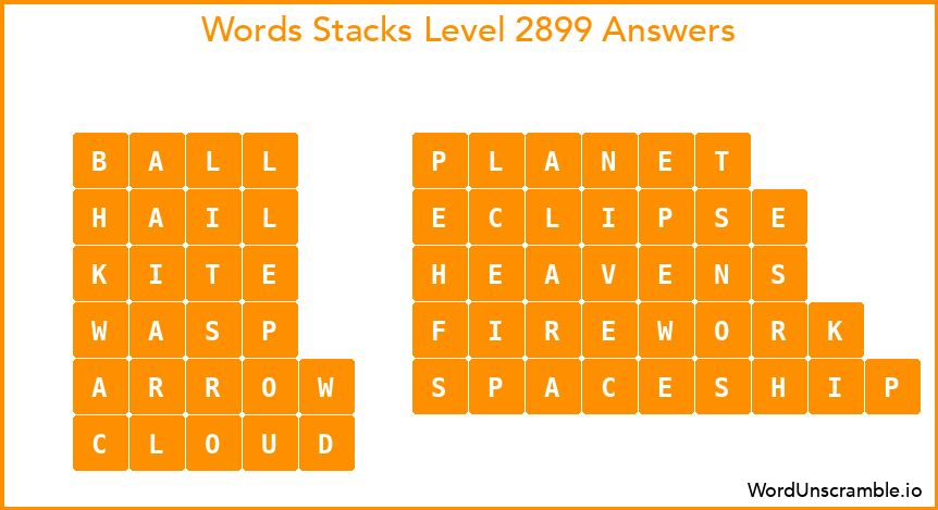Word Stacks Level 2899 Answers