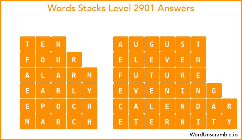 Word Stacks Level 2901 Answers