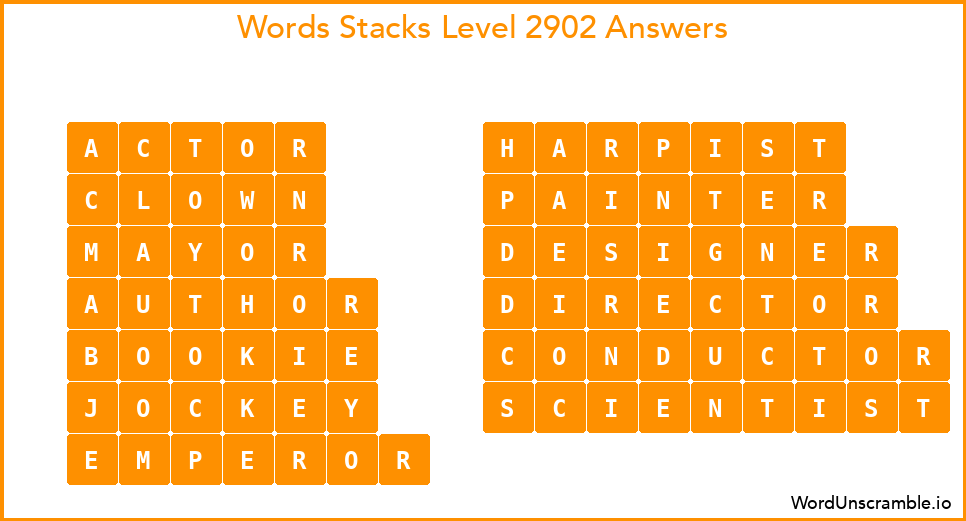 Word Stacks Level 2902 Answers