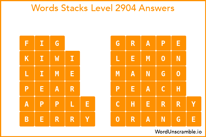 Word Stacks Level 2904 Answers