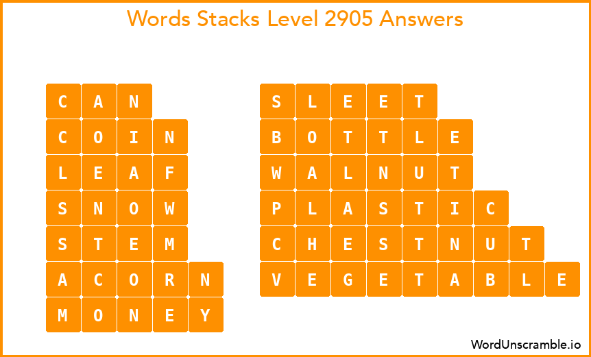 Word Stacks Level 2905 Answers