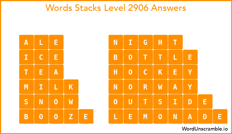 Word Stacks Level 2906 Answers