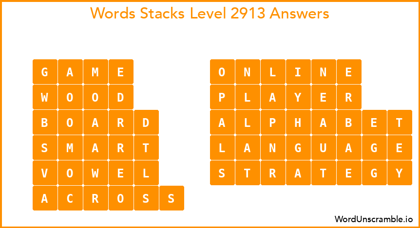Word Stacks Level 2913 Answers