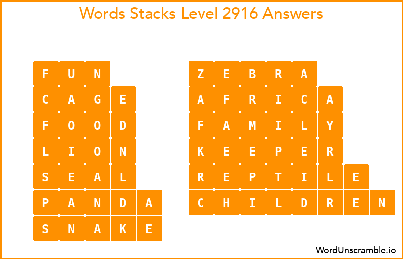 Word Stacks Level 2916 Answers