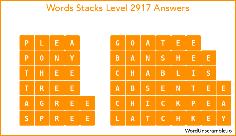 Word Stacks Level 2917 Answers