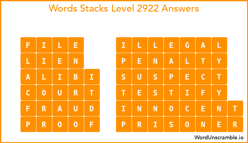 Word Stacks Level 2922 Answers