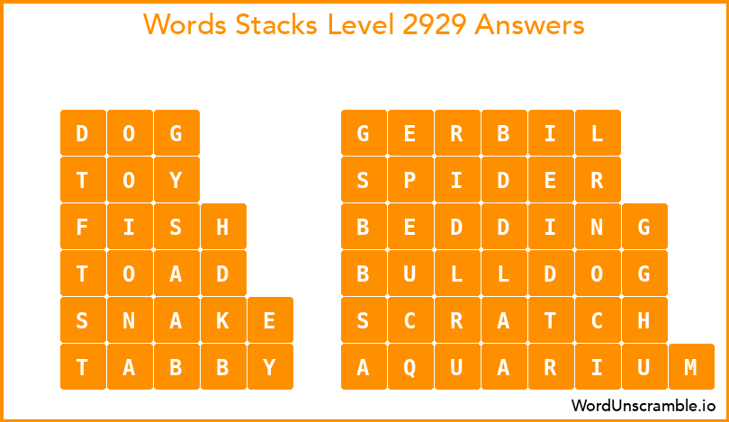 Word Stacks Level 2929 Answers