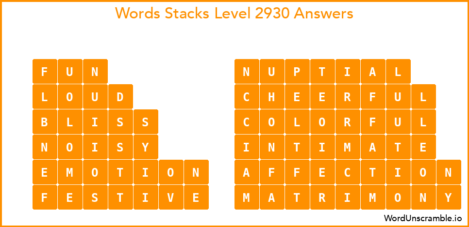 Word Stacks Level 2930 Answers