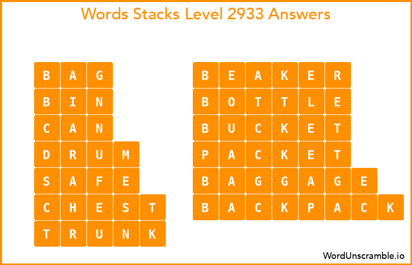Word Stacks Level 2933 Answers