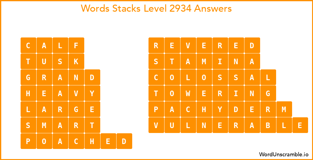 Word Stacks Level 2934 Answers
