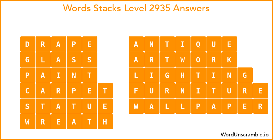 Word Stacks Level 2935 Answers