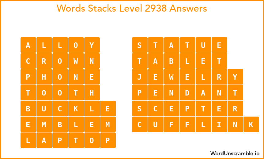Word Stacks Level 2938 Answers