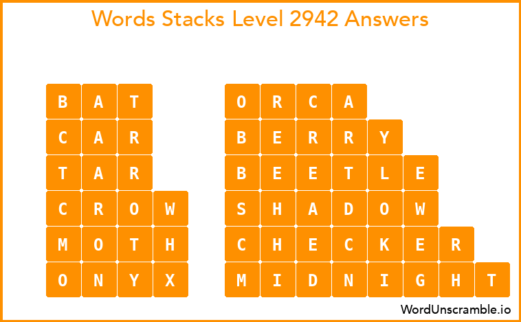 Word Stacks Level 2942 Answers