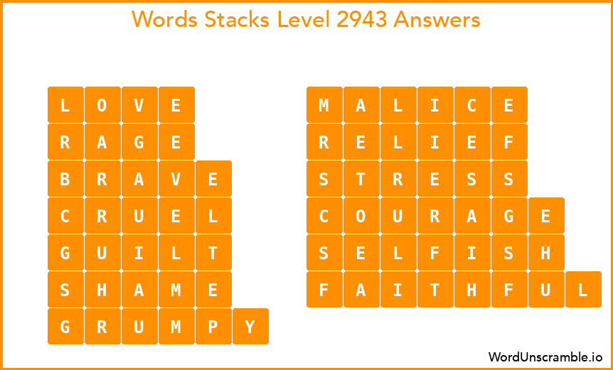 Word Stacks Level 2943 Answers