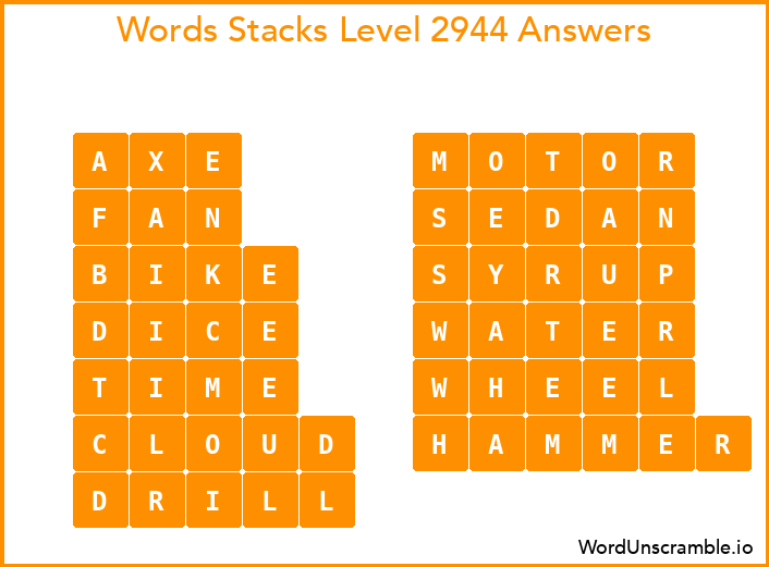 Word Stacks Level 2944 Answers