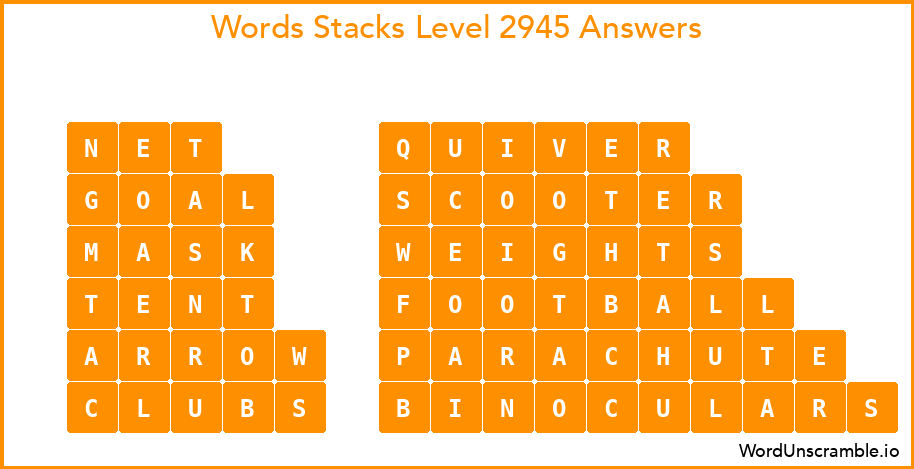 Word Stacks Level 2945 Answers