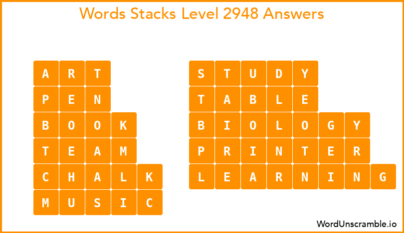 Word Stacks Level 2948 Answers