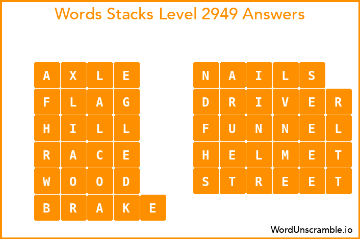 Word Stacks Level 2949 Answers
