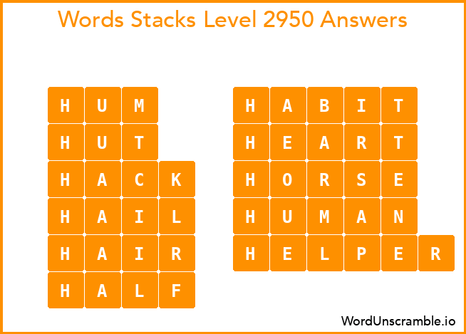 Word Stacks Level 2950 Answers