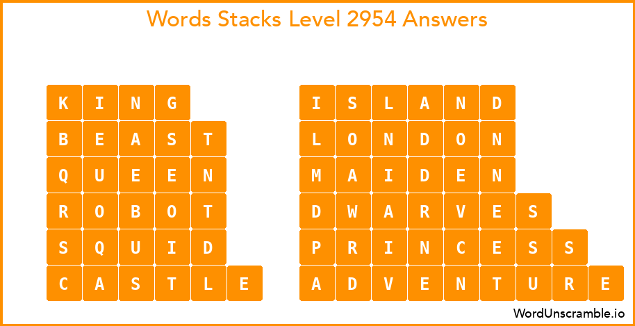 Word Stacks Level 2954 Answers