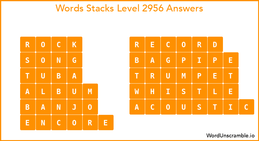 Word Stacks Level 2956 Answers
