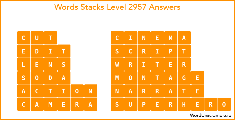 Word Stacks Level 2957 Answers