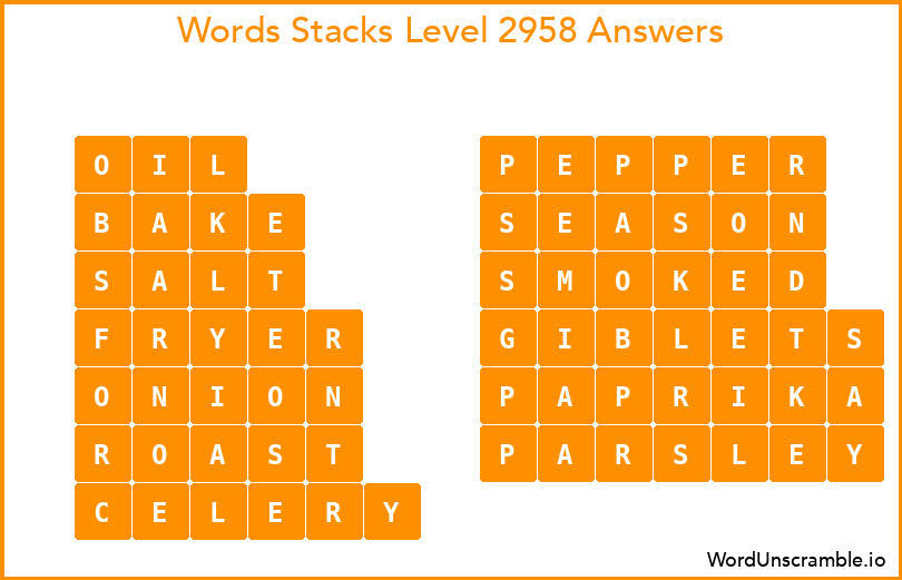 Word Stacks Level 2958 Answers
