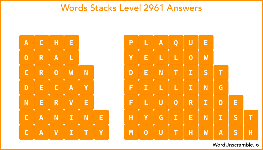 Word Stacks Level 2961 Answers