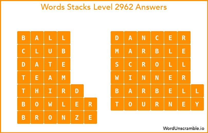 Word Stacks Level 2962 Answers